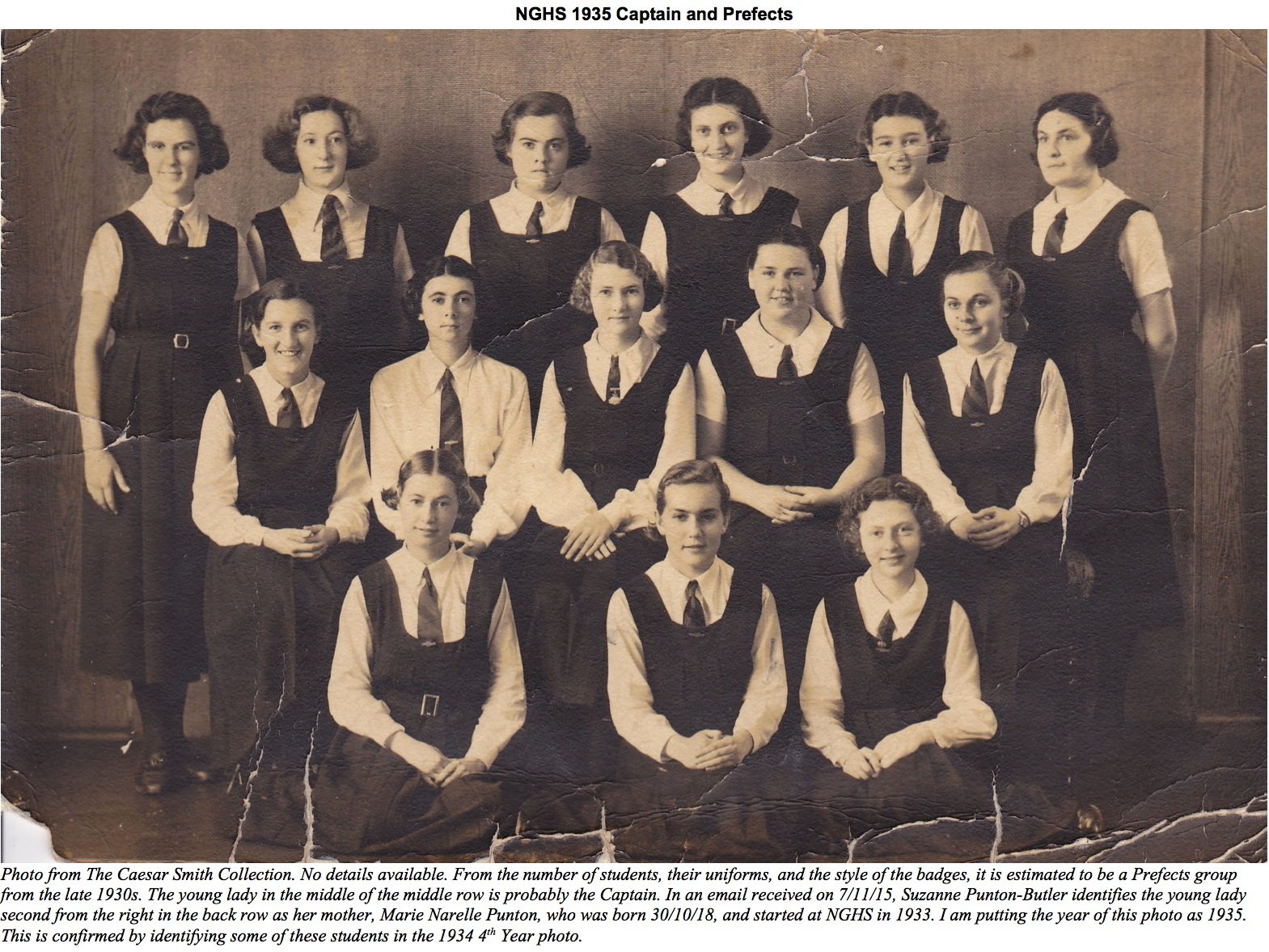 NGHS 1935 Captain and Prefects